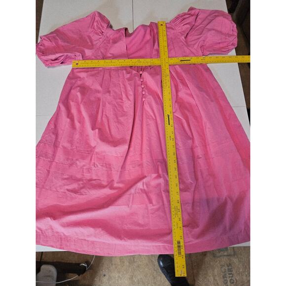Karlie Hot Pink Oversize Puff Sleeves A Line Mini Dress Babydoll Women's M 2717 - Picture 5 of 8